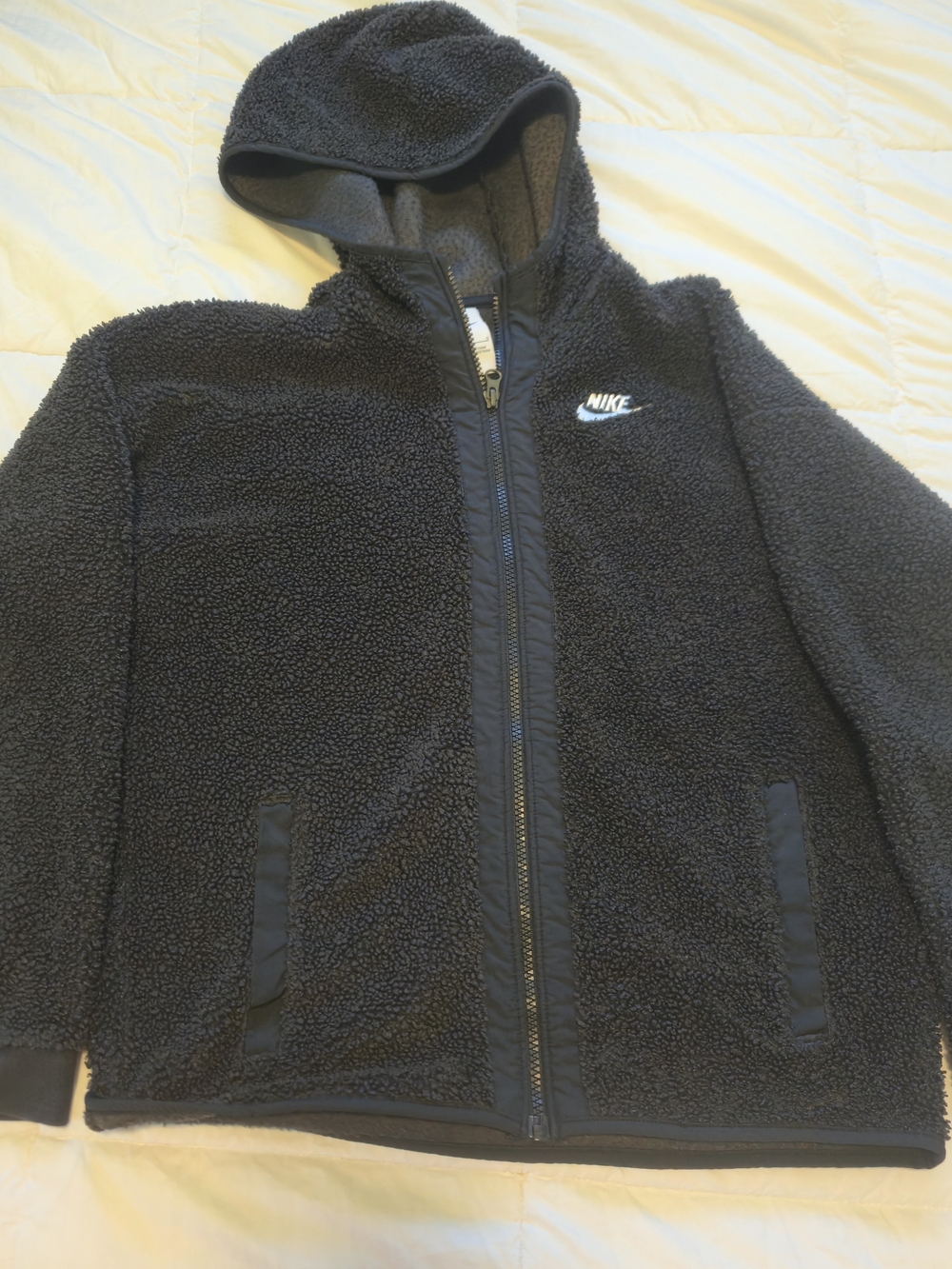 Nike Kids Black Sherpa Zip Hoodie Jacket0907